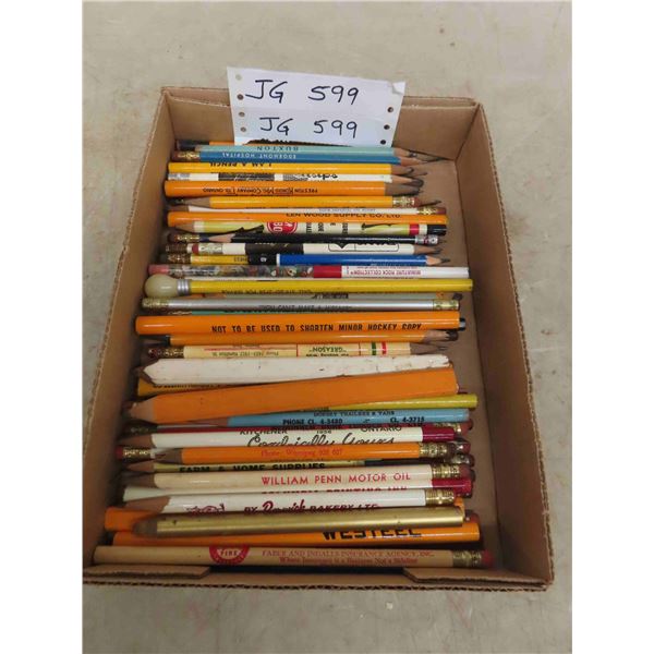 97 Vintage Pencils with Advertisement from Rural and Local Businesses including 