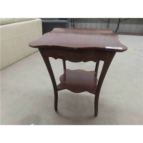 Painted Parlour Table with Detailed Carving 30'' x 24'' x 24''