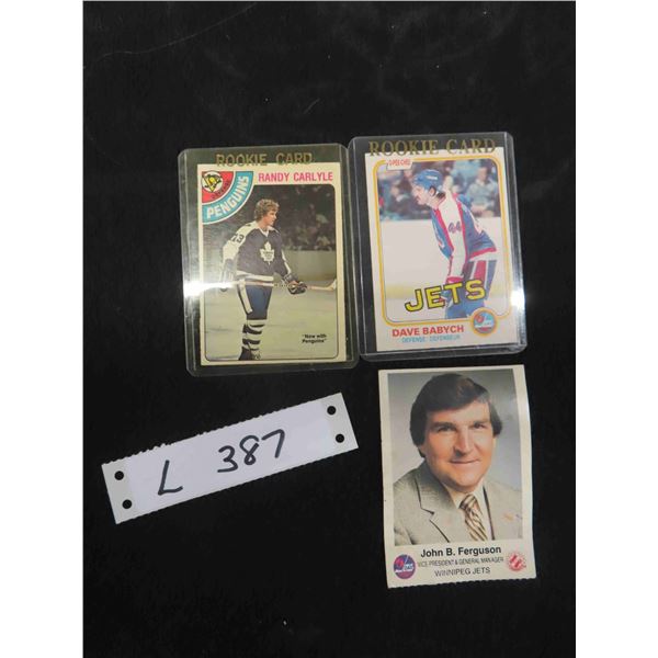 2 Rookie Cards Randy Carlyle & Dave Babych