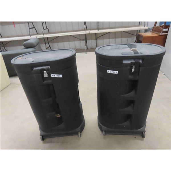 2 Poly Locking Bins on Wheels 