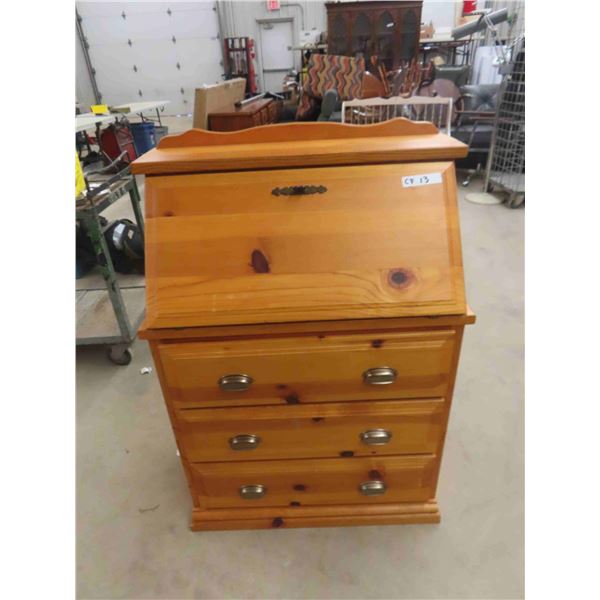 Pine Drop Front Desk 42'' x 31''  x 16'' (Crack on One Side Panel)