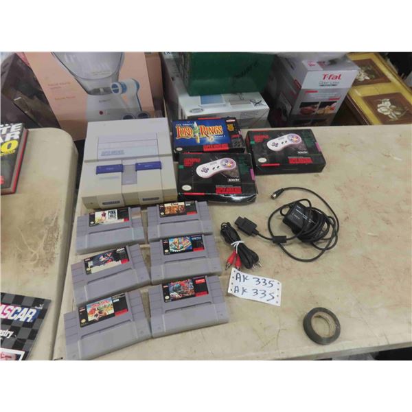 Super Nintendo Entertainment System with Controls and 6 Games