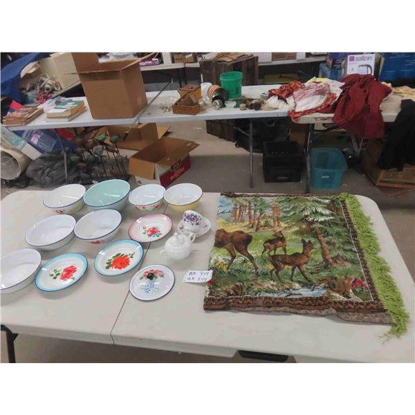 Enamel Bowls , Tapestry Display of Deers