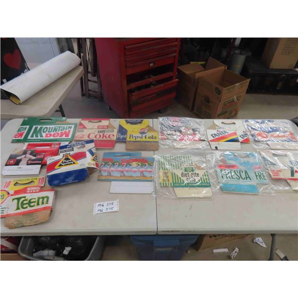 13 Soda Carton Carriers : Teem , Sarasoda, Fresca, 7UP, Coke, Nesbitts, Plus