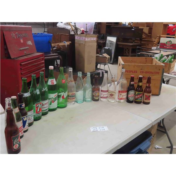 19 Beer and Soda Bottles : Beach Brew, Kings Beer, Lucky , Bohemian, Plus 