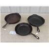 Image 1 : 3 Cast Iron Frying Pans (2) 12'' & (1) 10''