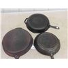 Image 8 : 3 Cast Iron Frying Pans (2) 12'' & (1) 10''