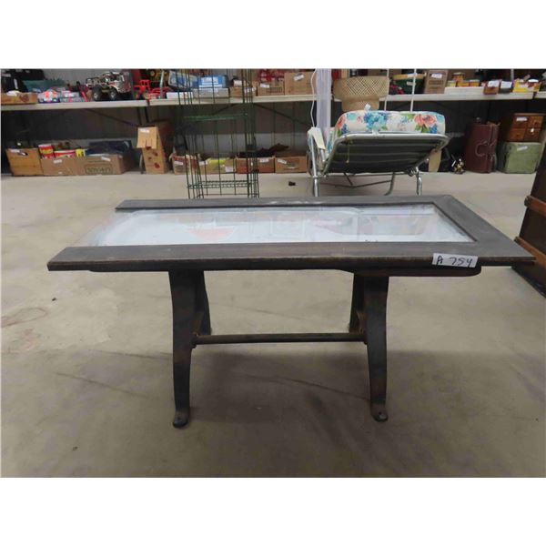 Display Top Coffee Table with Cast Base 18'' x 39'' x 18''