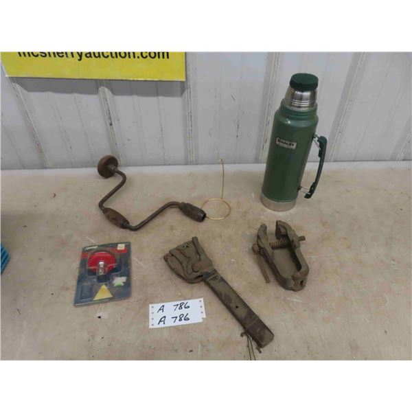 Vintage Hand Drill , Stapler, Clamp, New 3/8'' Socket Drive, Stanley