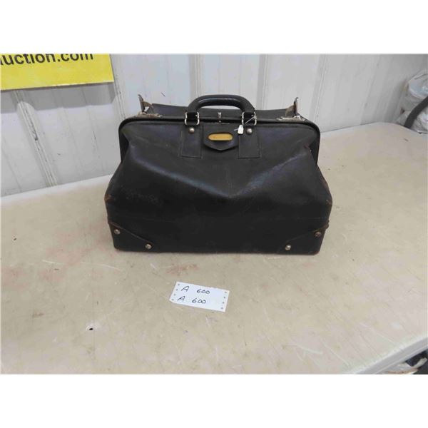 Vintage Black Leather Doctors Bag 18'' x 10'' x 10''