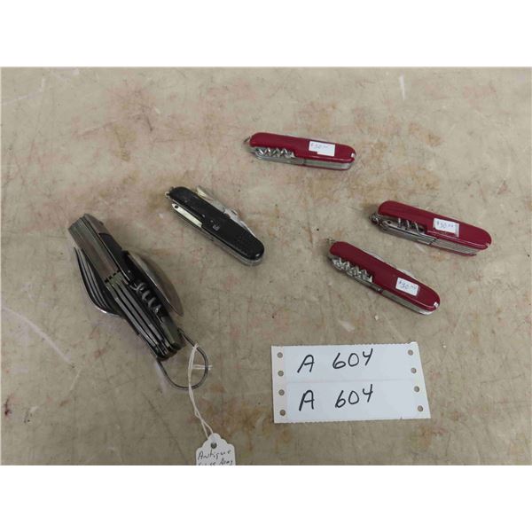 4 Swiss Army Knives , 1 Antique Swiss Army Knife