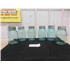 Image 1 : 6 'Ball' Blue Tinted Mason Jars with Lids