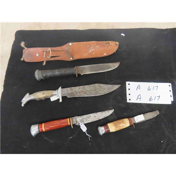 4 Vintage Knives, 1 Sheath