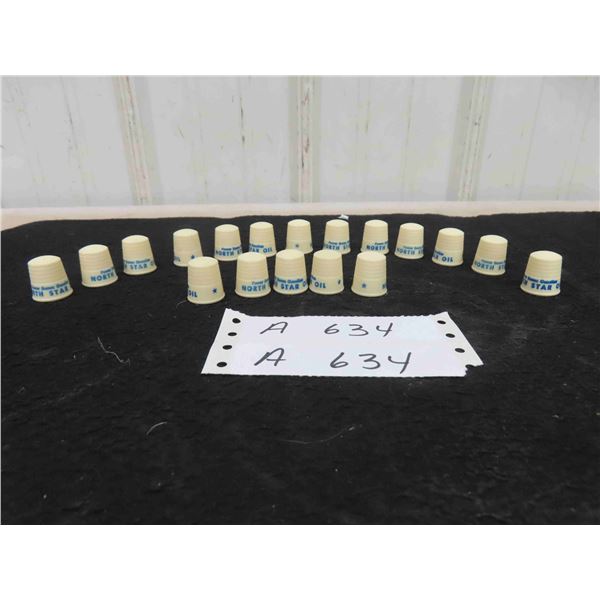 18 Plastic Thimbles with Northstar Oil Advertising