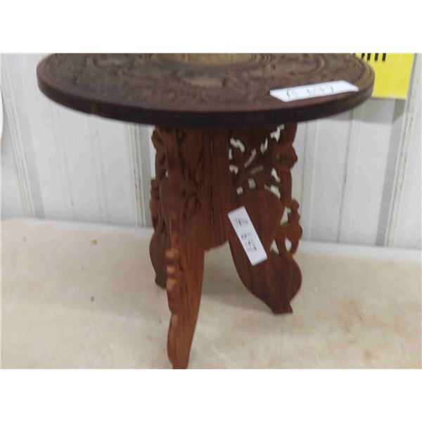 Plant Stand with Heavily Carved Details 14 1/2'' Tall x 14 1/2'' Across