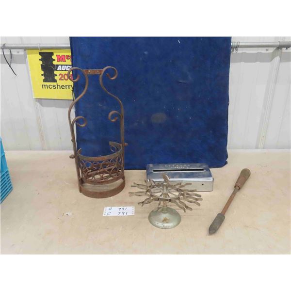 Vintage Plant Stand , Office Stamp Holder, Chrome Tissue Holder, Soldering Tip