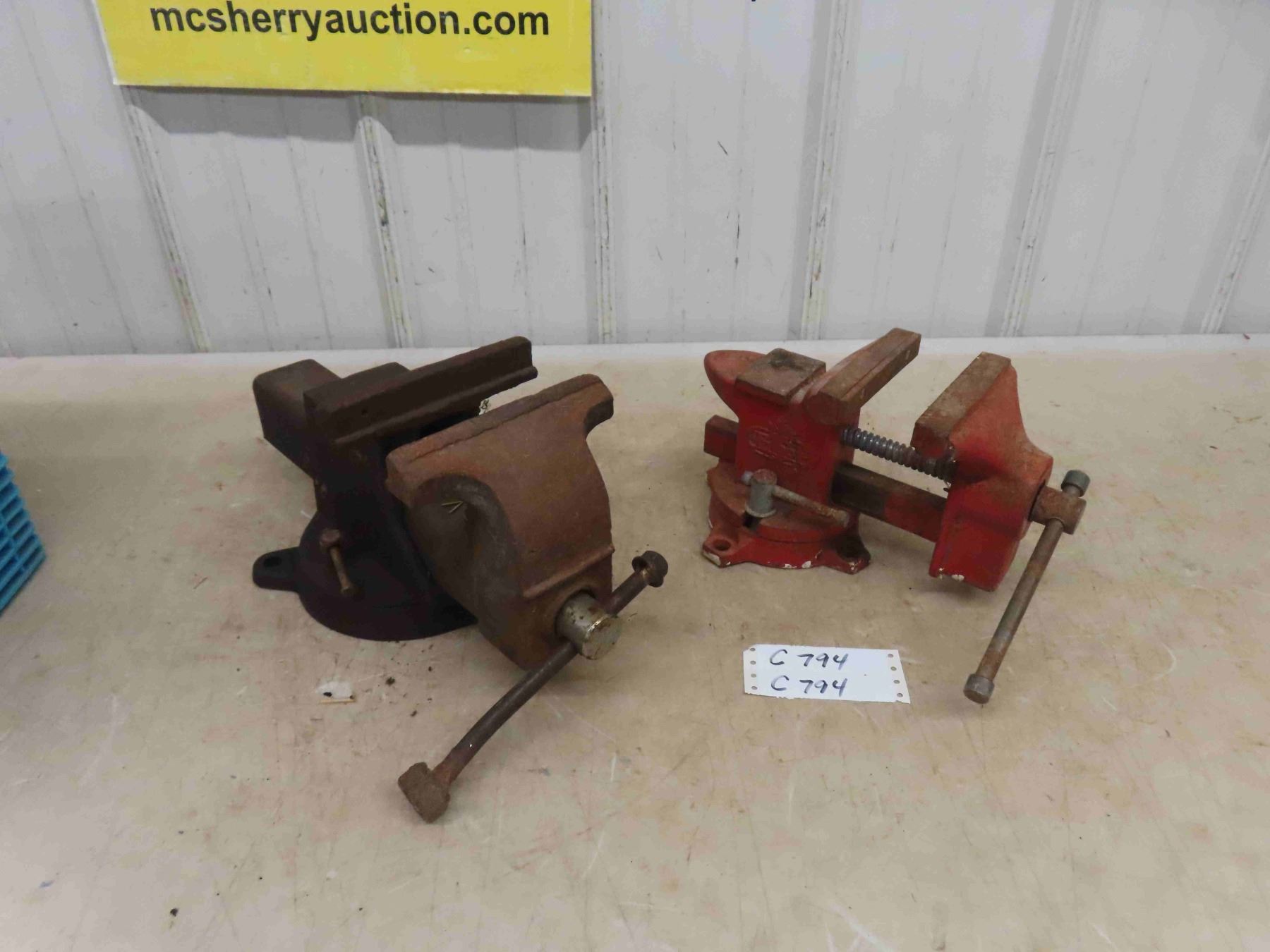 Two Part Vices 2 Vices - 1 Missing Parts See Last Photo - McSherry Auction Service Ltd.