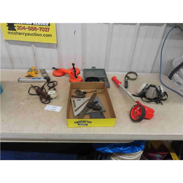 Levels, Squares, Soldering Iron, Tape Measure, Hole Saw Set, Suction Cup