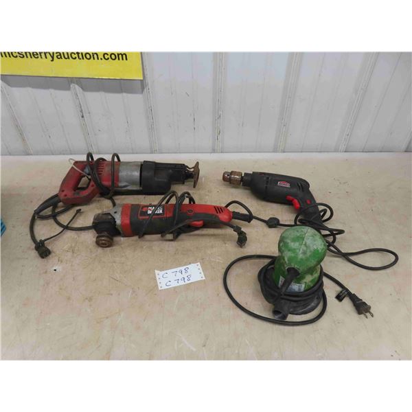 4 Power Tools: Milwaukee Reciprocating Saw, Black and Decker Angle