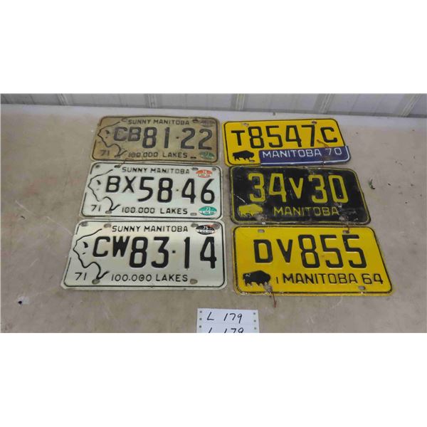 6 Manitoba License Plates 1964, 1970, 1971