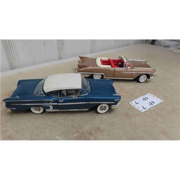 2 Diecast Cars 1:18 Scale : 1958 Chevy Impala, 1958 Caddy Eldorado Convertible