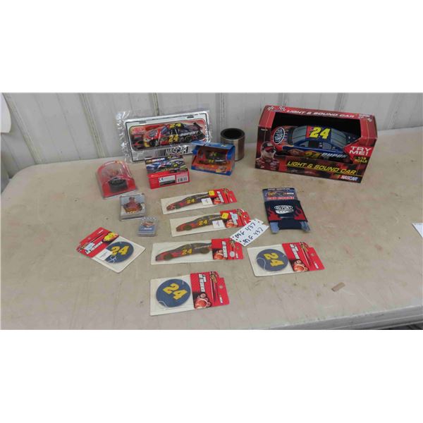 Nascar Items: License Plate, Nascar Car in Box Scale 1:18, Jeff Gordon Figure, 