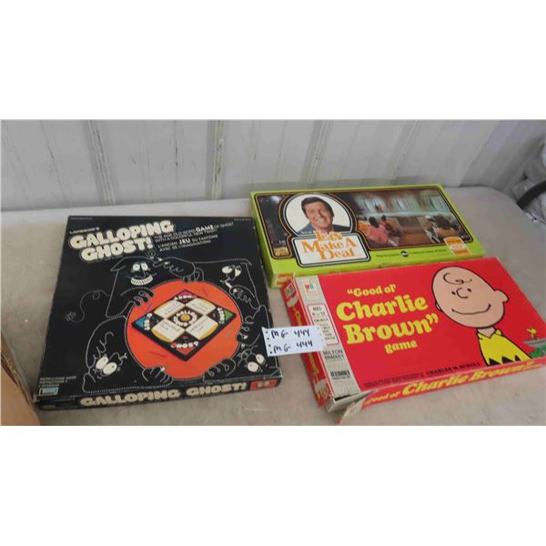 3 Board Games 'Galloping Ghost', 'Good Ol Charlie Brown', 'Lets Make a Deal'