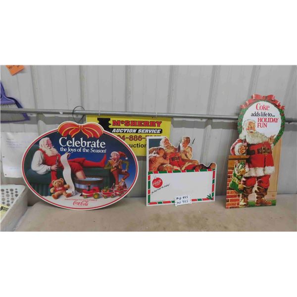 3 CocaCola Christmas Themed Signs 19'' x 24'' , 16'' x 17'' , 26'' x 13'' 