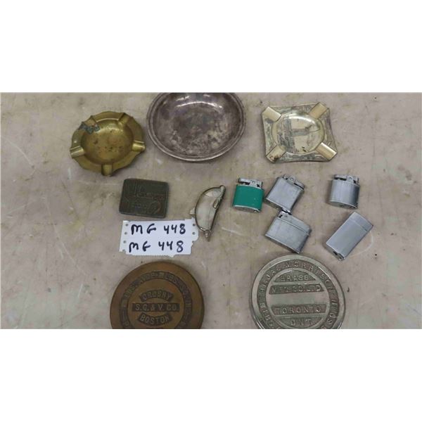 Lighters, Ashtrays, (2) 4lbs Weights with Embossed Labelling 'Crosby S.G & V. Co 
