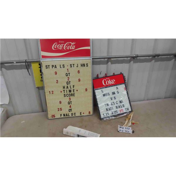 2 CocaCola Menu Boards with Letters 17'' x 28'' & 13'' x 15''