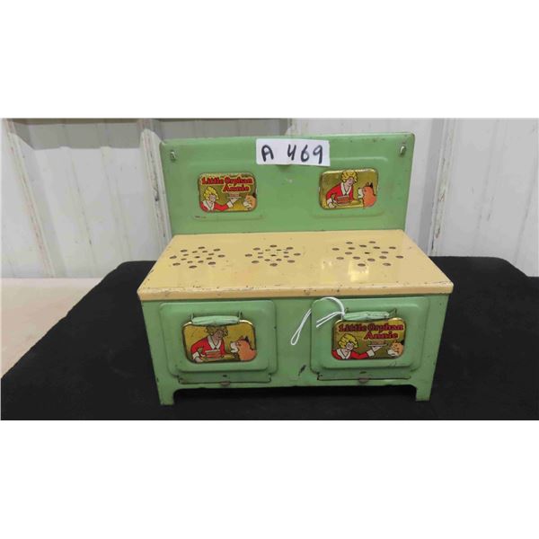 1930s Orphan Annie Metal Play Stove 8 1/2'' x 9 1/2'' x 5''