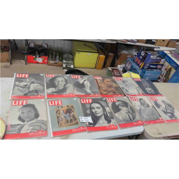 12 Life Magazines 1940s with Cool Old Stories and Advertising