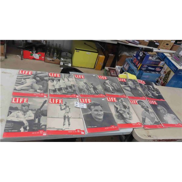 12 Life Magazines 1940s with Cool Old Stories and Advertising