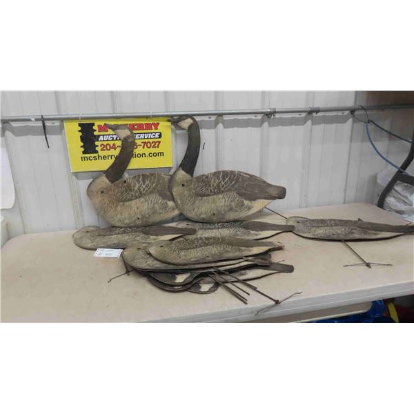 11 Vintage Folding Goose Decoys