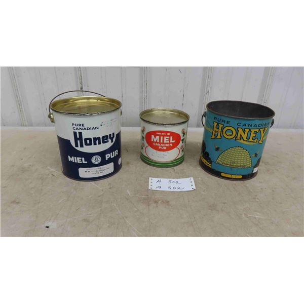 3 Metal Honey Tins