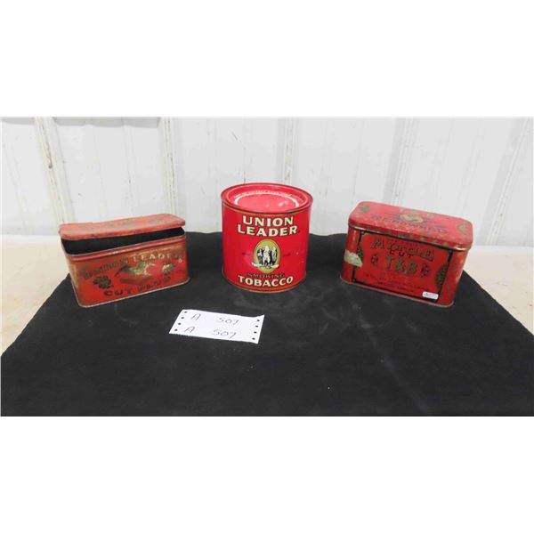3 Vintage Tins - Union Leader, Myrtle Cut 