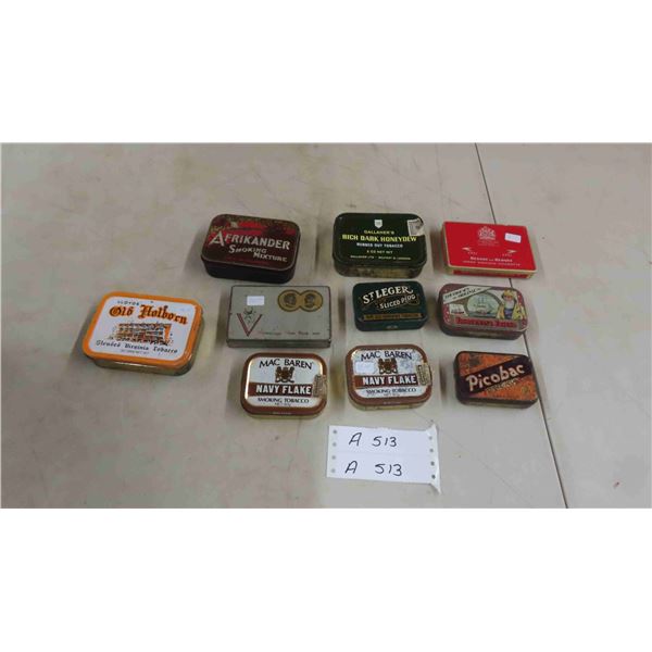 10 Vintage Tobacco Tins - Mac Baren, Picobac, Afrikander, Plus