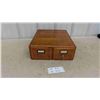 Image 1 : Vintage Oak Index File Box with 2 Drawers 13 1/2'' x 16 1/2'' x 5''