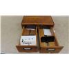 Image 4 : Vintage Oak Index File Box with 2 Drawers 13 1/2'' x 16 1/2'' x 5''
