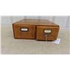 Image 5 : Vintage Oak Index File Box with 2 Drawers 13 1/2'' x 16 1/2'' x 5''