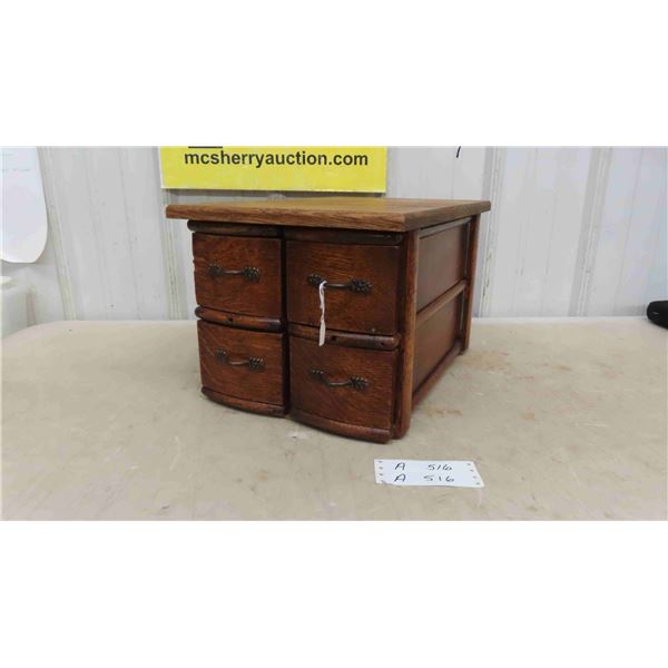 Oak Index File with 4 Drawers 12'' x 17 1/2'' x 10''