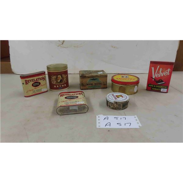 7 Vintage Smoking Tobacco Tins