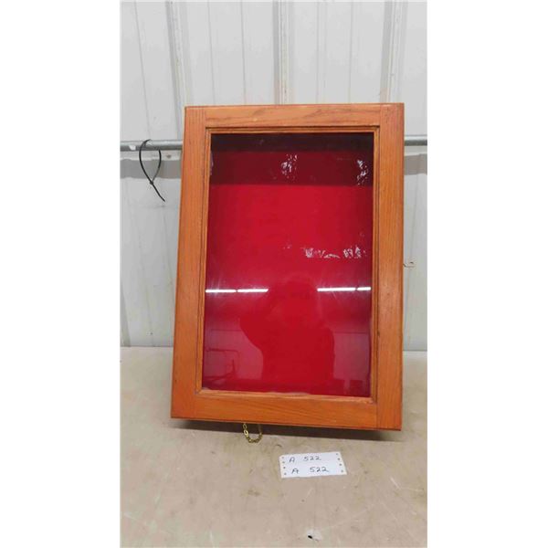 Velvet Lined Shadow Box Cabinet with Key 16'' x 23 1/2'' x 4 1/4''