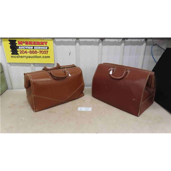 2 Vintage Leather Doctors Bags