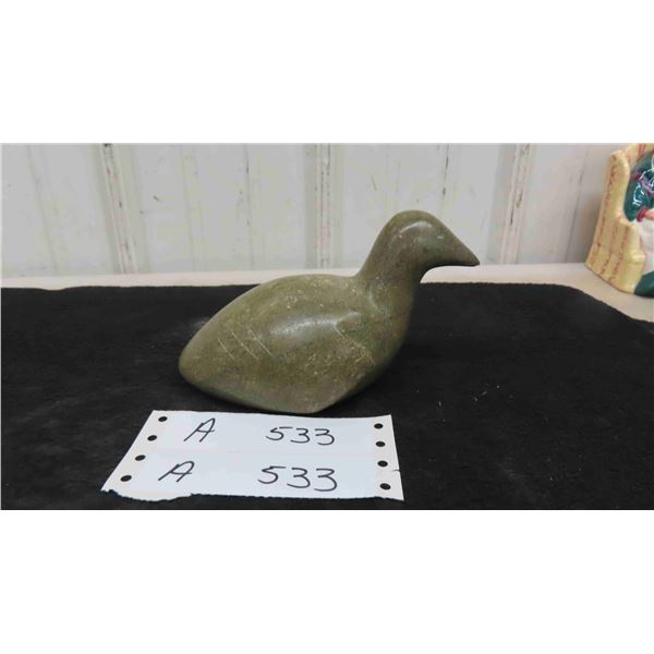 Soapstone Duck Carving 6'' x 3 1/2'' x 3''