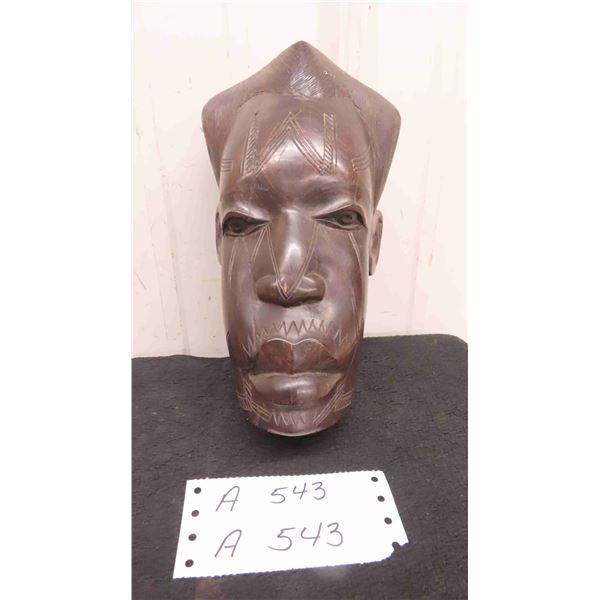 Ebony Carving Tribal Face 5 1/4'' x 4'' x 9''