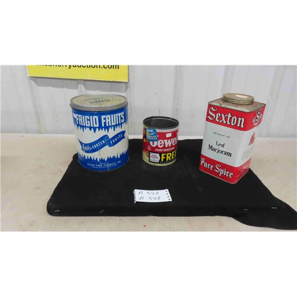 3 Vintage Cans - Frigid Fruits, Jewel, Sexton