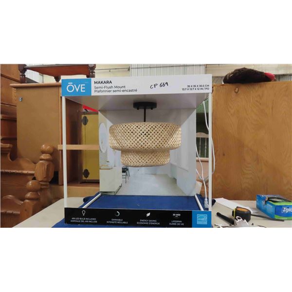 New Ove Makara Semi Flush Mount Light Fixture in Store Display Rack