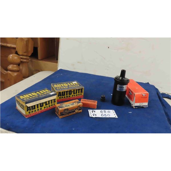 2 Boxes Auto Lite Spark Plugs 20 Total, Echin IC17 Coil, GE Lamps, Graffco Nu