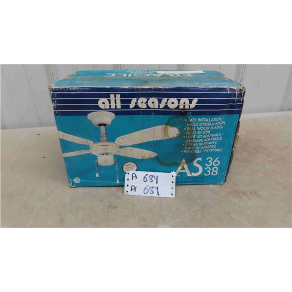 New Brown Ceiling Fan/Light 38''